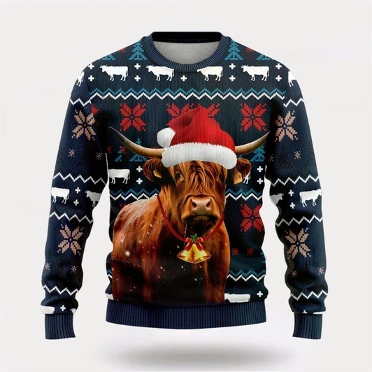 Goofygearprints Highland Cow Christmass Ugly Christmas Sweater, Farm Sweater, Christmas Gift, Best Winter Outfit Christmas