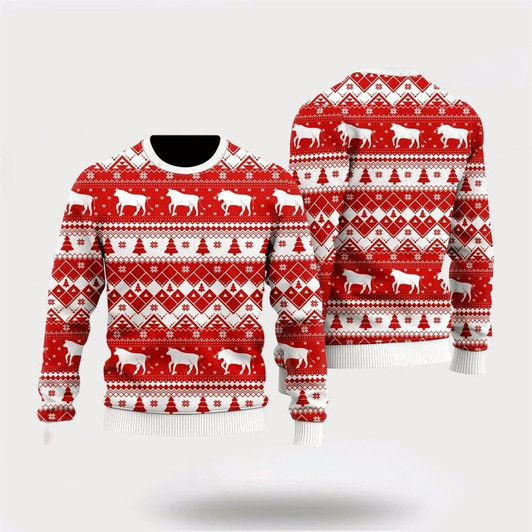Goofygearprints Funny Cows In Snow Ugly Christmas Sweater, Farm Sweater, Christmas Gift, Best Winter Outfit Christmas