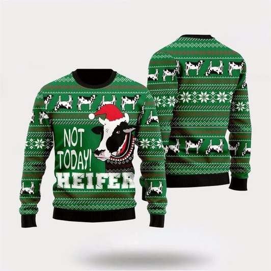 Goofygearprints Cow Not Today Ugly Christmas Sweater, Farm Sweater, Christmas Gift, Best Winter Outfit Christmas