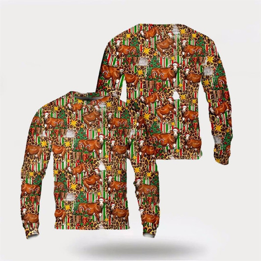 Goofygearprints Christmas Leopard Cow Ugly Christmas Sweater, Farm Sweater, Christmas Gift, Best Winter Outfit Christmas