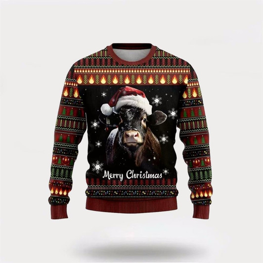 Goofygearprints Black Angus Cows Ugly Christmas Sweater, Farm Sweater, Christmas Gift, Best Winter Outfit Christmas