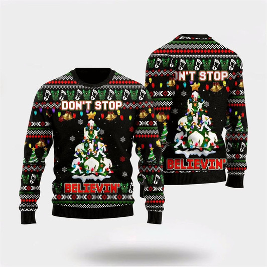 Goofygearprints Bigfoot Xmas Sweater, Dont Stop Believe In Ugly Christmas Sweater For Men, Best Gift For Christmas, Christmas Fashion Winter