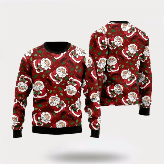 Goofygearprints Vintage Santa Claus Ditsy Holly Pattern Ugly Christmas Sweater For Men And Women, Best Gift For Christmas, The Beautiful Winter Christmas Outfit