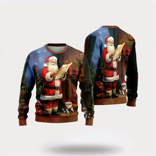 Goofygearprints Santa Wishes Lists Ugly Christmas Sweater For Men And Women, Best Gift For Christmas, The Beautiful Winter Christmas Outfit