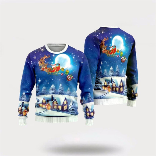 Goofygearprints Santa Sleighs Ugly Christmas Sweater For Men And Women, Best Gift For Christmas, The Beautiful Winter Christmas Outfit
