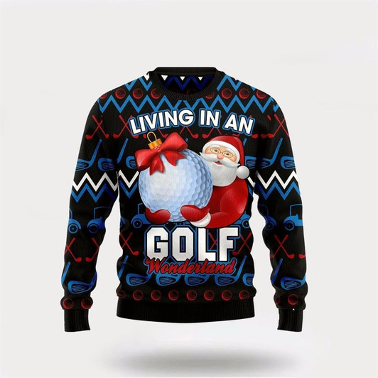 Goofygearprints Santa Clause Golf Wonderland Ugly Christmas Sweater For Men And Women, Best Gift For Christmas, The Beautiful Winter Christmas Outfit