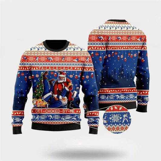 Goofygearprints Santa Claus With Sayings FA-LA-LA-LA-LA Ugly Christmas Sweater For Men And Women, Best Gift For Christmas, The Beautiful Winter Christmas Outfit