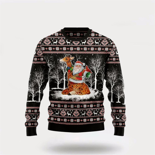 Goofygearprints Giraffe Santa Claus Ugly Christmas Sweater For Men And Women, Best Gift For Christmas, The Beautiful Winter Christmas Outfit