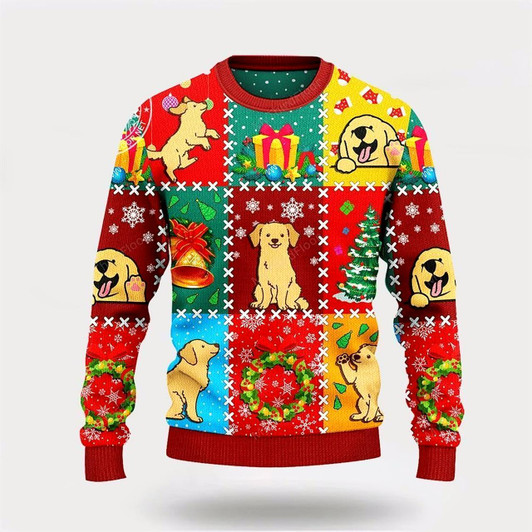 Goofygearprints Golden Retriever Dog Lovers Christmas Wishes All Over Ugly Christmas Sweater For Men And Women, Gift For Christmas, Best Winter Christmas Outfit