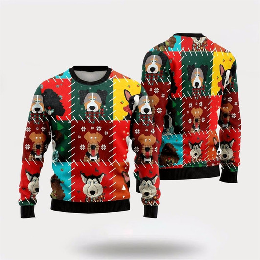 Goofygearprints Funny Cartoon Dog Face Ugly Christmas Sweater For Men And Women, Gift For Christmas, Best Winter Christmas Outfit