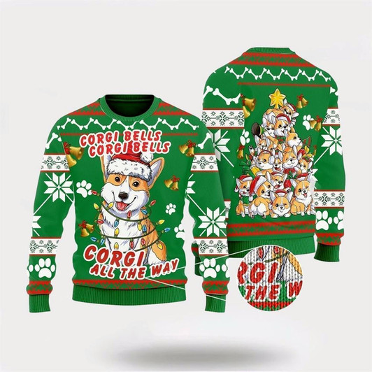 Goofygearprints Corgi Dog Bells Christmas Ugly Christmas Sweater For Men And Women, Gift For Christmas, Best Winter Christmas Outfit