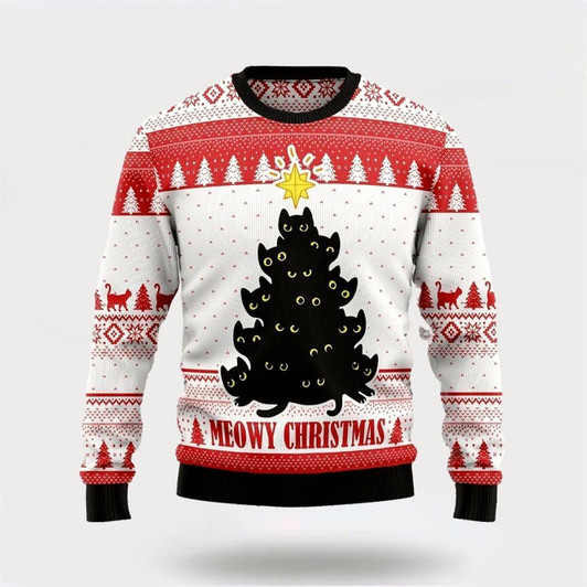 Goofygearprints Meowy Christmas Funny Family Ugly Christmas Sweater For Men And Women, Best Gift For Christmas, Christmas Fashion Winter