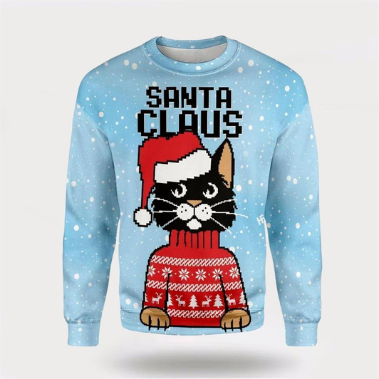 Goofygearprints Christmas Santa Claus Cat Ugly Christmas Sweater For Men And Women, Best Gift For Christmas, Christmas Fashion Winter