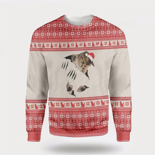 Goofygearprints Cat Scratch Ugly Christmas Sweater For Men And Women, Best Gift For Christmas, Christmas Fashion Winter