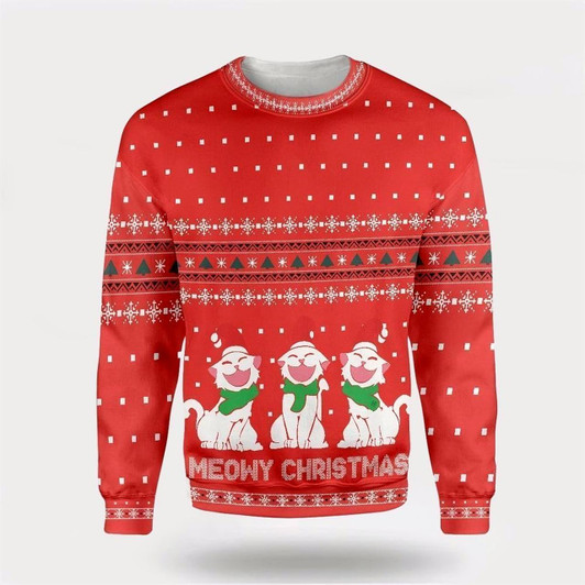 Goofygearprints Cat Meowy Christmas Ugly Christmas Sweater For Men And Women, Best Gift For Christmas, Christmas Fashion Winter
