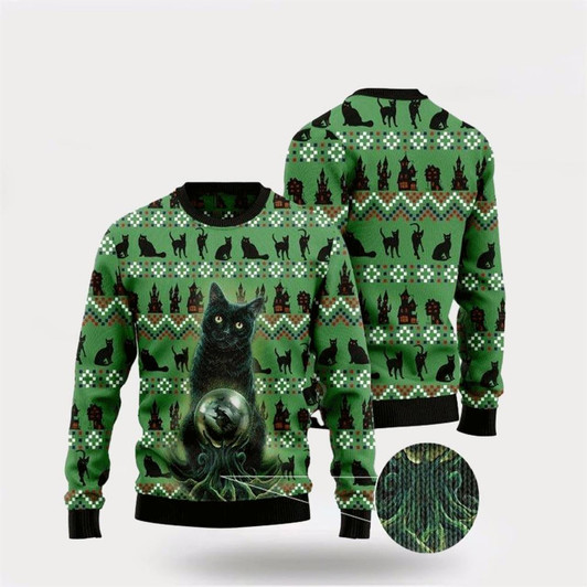 Goofygearprints Black Cat Halloween Ugly Christmas Sweater For Men And Women, Best Gift For Christmas, Christmas Fashion Winter