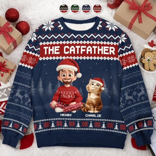 Goofygearprints Custom Unisex Ugly Sweatshirt - Personalized Christmas Birthday Gifts For Cat Lovers, Cat Mom And Dad - Purrfectly Loved