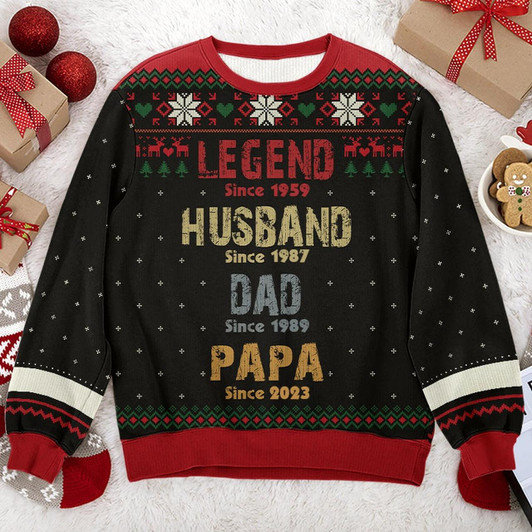 Goofygearprints You Are A Legend - Family Personalized Custom Ugly Sweatshirt - Unisex Wool Jumper - Christmas Gift For Dad, Grandpa