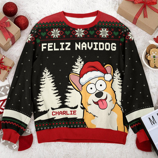 Goofygearprints I'm The Naughty Dog - Dog Personalized Custom Ugly Sweatshirt - Unisex Wool Jumper - Christmas Gift For Pet Owners, Pet Lovers