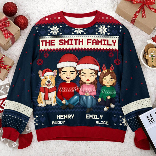 Goofygearprints Family Knows How To Sparkle At Christmas - Family Personalized Custom Ugly Sweatshirt - Unisex Wool Jumper - Christmas Gift For Family Members