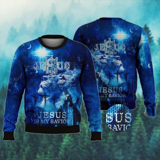 Goofygearprints Jesus Is My Savior Ugly Christmas Sweater For Men & Women - Jesus Christ Sweater - Christian Shirts Gifts Idea