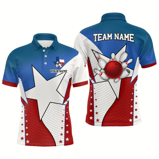 Goofygear Texas Flag Retro Bowling Polo Shirts For Men Custom Team Shirts Bowling Jerseys, Gifts For Bowlers