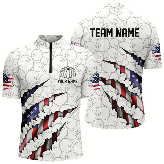 Goofygear Personalized American Flag Bowling Team Shirts For Men Patriotic Bowling Gifts