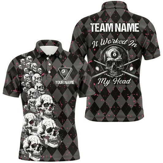 Goofygear Billiard Skull It Worked In My Head Custom Argyle Pattern Men Billiard Shirts, Pool Team Jerseys
