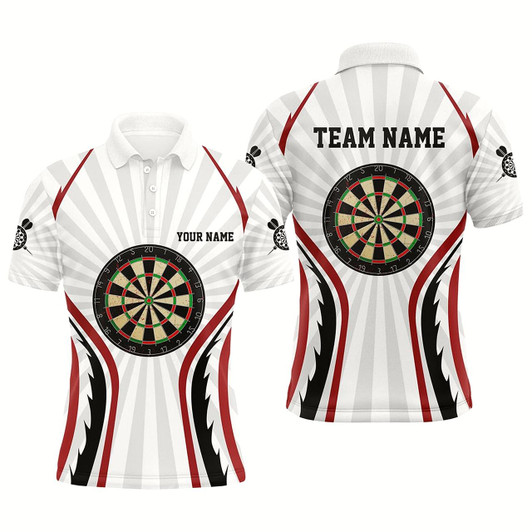 Goofygear Personalized White Mens Darts Polo Shirts Custom Dart Shirts For Men Dart Team Jerseys
