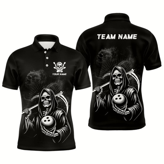 Goofygear Custom Bowling Shirt Skull Bowling Polo Shirt For Men Bowling Team League