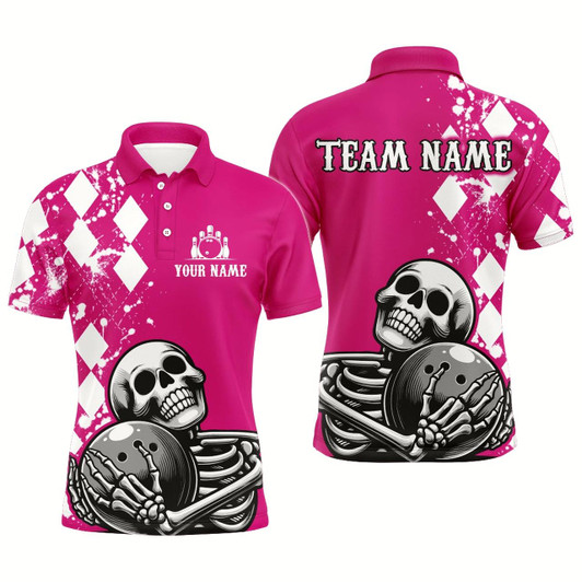 Goofygear Skull Bowling Shirt For Men Custom Bowling Jersey Bowling Polo Shirt