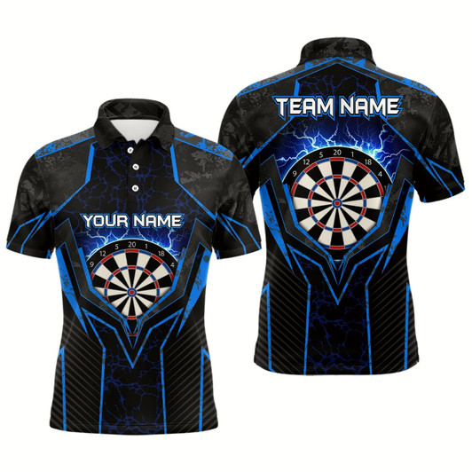 Goofygear Blue Lightning Thunder Mens Darts Polo Shirts Custom Darts Shirt For Men Dart Jerseys Style 2