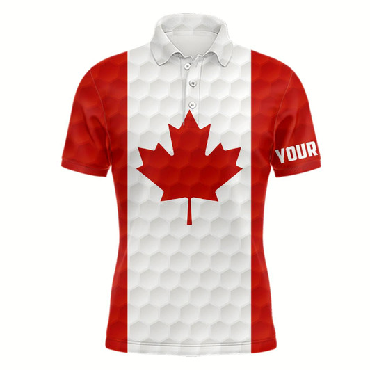 Goofygear Mens Golf Polo Shirt Custom Canadian Flag Golf Ball Polos Shirt For Men, Patriotic Golfing Gifts