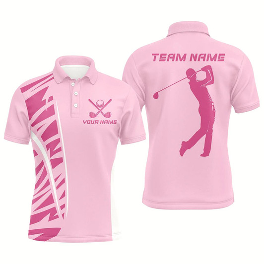 Goofygear Pink Men Golf Polo Shirts Custom Mens Pink Golf Shirts Golf Outfits For Men