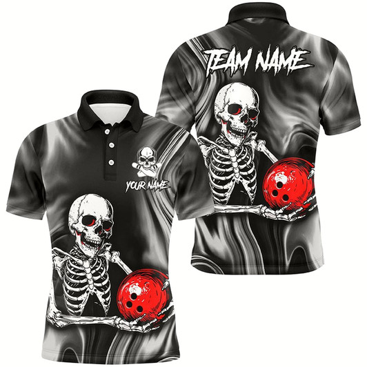 Goofygear Personalized Bowling Shirt Men Skull Bowling Team Jersey Polo Shirt For Bowler