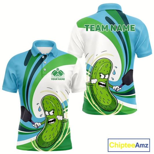 Goofygear Custom Funny Pickles Play Pickleball Polo Shirts For Men, Pickleball Team Shirt Style 4