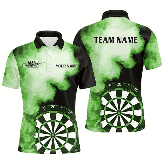 Goofygear Personalized Green Flame Mens Darts Polo Shirts Custom Dart Jerseys For Men Dart Team Shirts