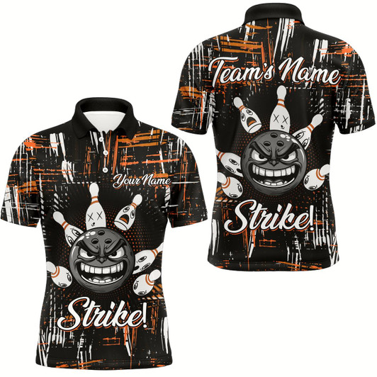 Goofygear Strike Bowling Jersey For Men Custom Funny Bowling Shirt Team League Bowling Polo Shirt