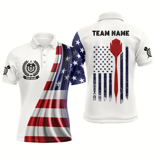 Goofygear 3D American Flag Mens Darts Polo Shirt Custom Patriotic Darts Shirt For Men Dart Jerseys
