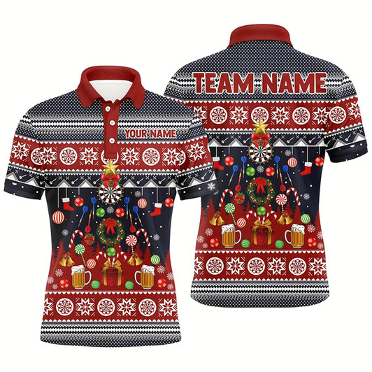 Goofygear Personalized Christmas Darts Men Polo Shirt Custom Winter Darts Shirt For Men Dart Jersey