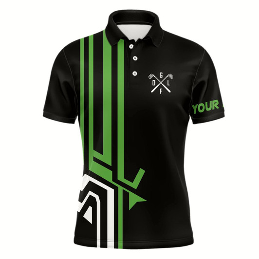 Goofygear Mens Golf Polo Shirts Custom Black Team Golf Shirts, Custom Polo Jerseys Mens Green Golf Shirts