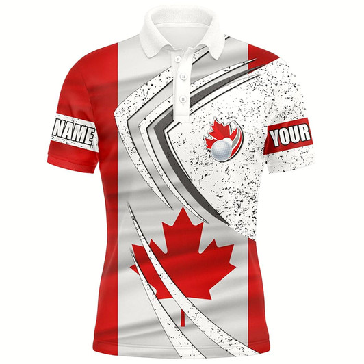 Goofygear Mens Golf Polo Shirts Canadian Flag Custom Team Golf Shirts, Patriot Golf Tops For Men