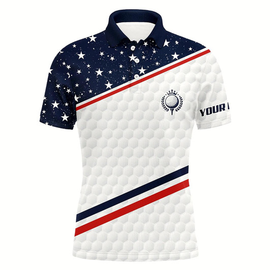 Goofygear Mens Golf Polo Shirts Custom Name American Flag Patriotic Golf Shirts, Team Men'S Flag Polo Shirt