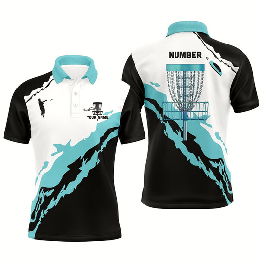 Goofygear Turquoise Mens Disc Golf Polo Shirt Customized Cool Disc Golf Shirts For Men Disc Golfing Gifts