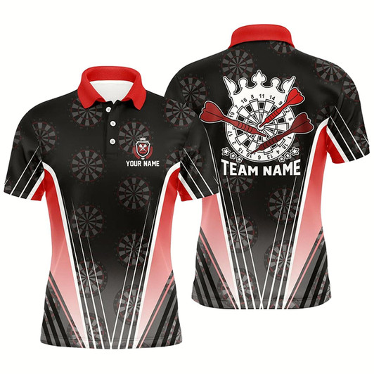 Goofygear Personalized Black Red Men Darts Polo Shirt Custom Dart Team Shirt For Men Darts Jersey