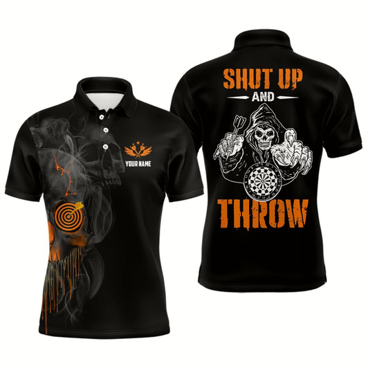 Goofygear Mens Skull Darts Polo Shirt Custom Halloween Orange Darts Shirt For Men Dart Jerseys