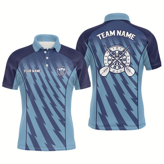 Goofygear Personalized Gradient Blue Lightning Mens Darts Polo Shirt Darts Shirt For Men Darts Jersey Style 1