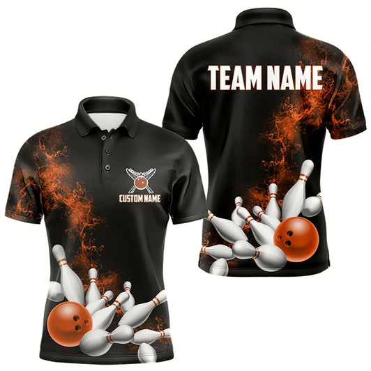 Goofygear Custom Orange Bowling Polo Shirts For Men Bowling Team Jerseys Bowling League Shirts