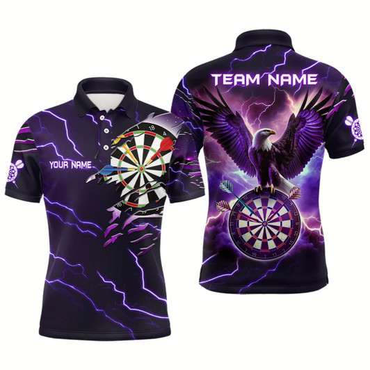 Goofygear Purple Thunder Lightning Eagle Darts Polo Shirt Custom Darts Shirt For Men Dart Jerseys
