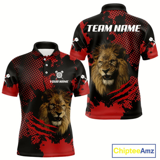 Goofygear Grunge Lion Dartboard Custom Polo Shirt For Men - Darts Team Jersey